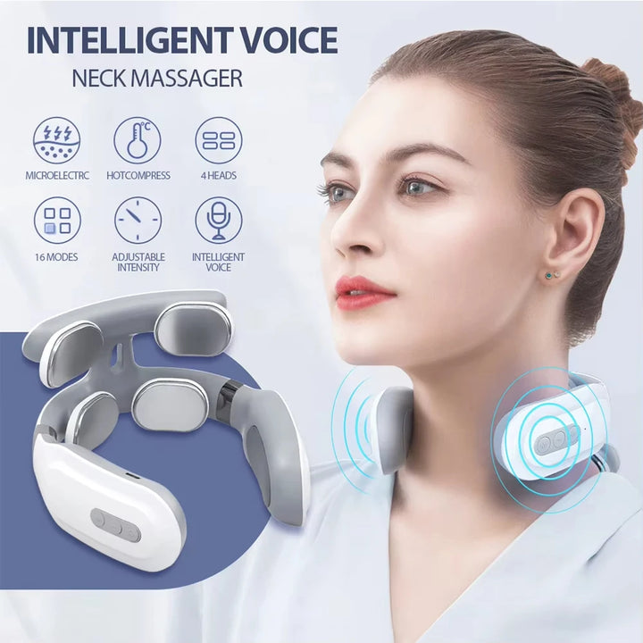 NeckEase™ Portable Smart Neck Massager – Deep Tissue, Heat & Vibration Therapy