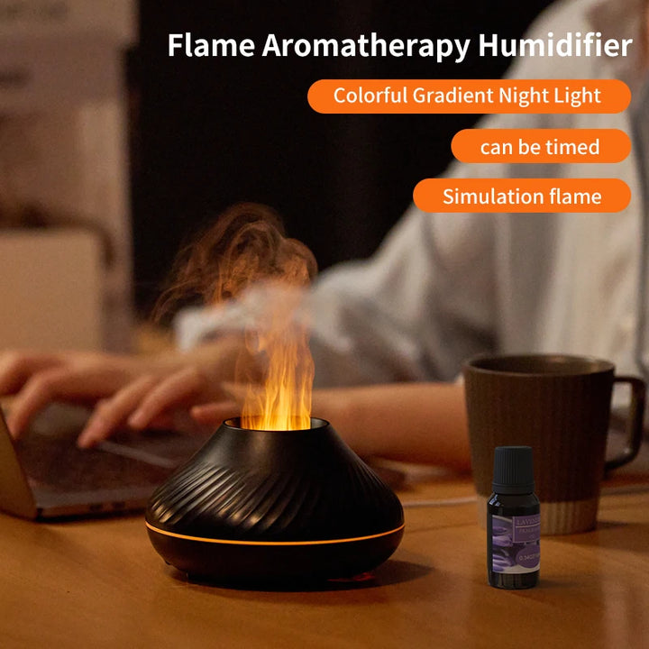 Flame LED Aroma Diffuser – Cozy Mist & Ambient Glow