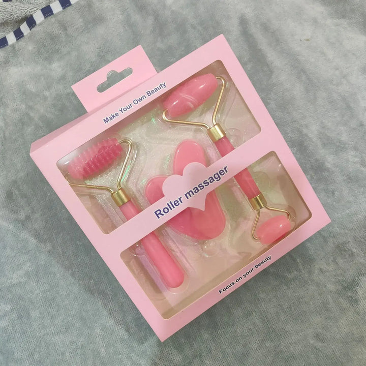 3pcs Resin Roller & Gua Sha Set - Facial & Body Massage for Beauty & Health