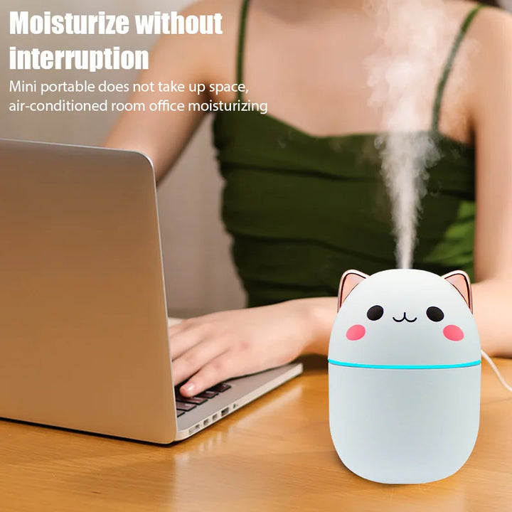 Mini Cat Humidifier – Aroma Diffuser & LED Night Light