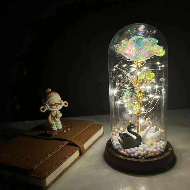 Galaxy Rose with Fairy Lights in Dome – Perfect Gift