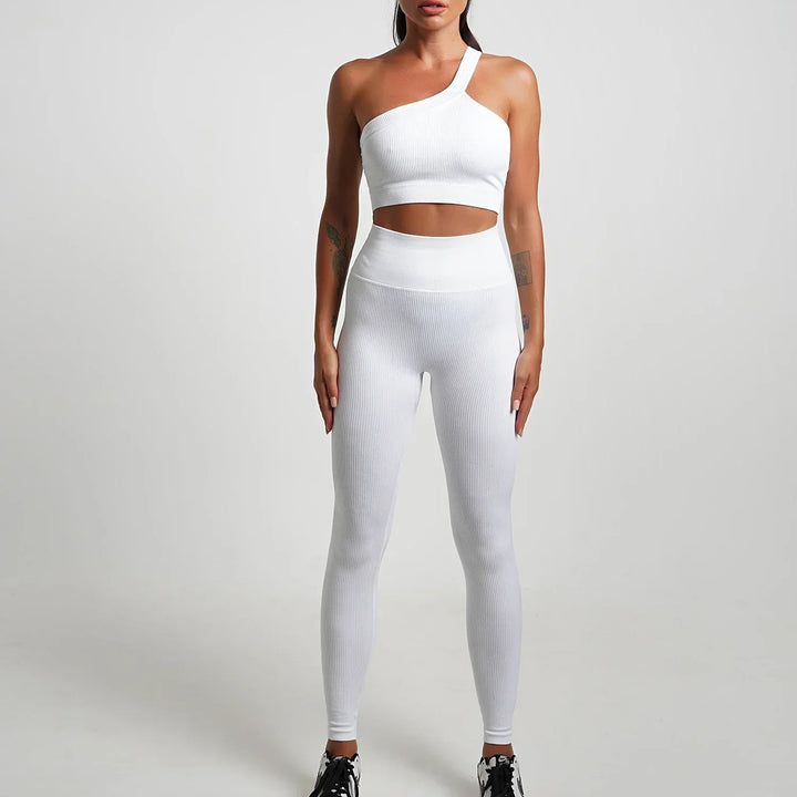 Seamless High-Waist Yoga Set – Workout Leggings & Crop Top for Women