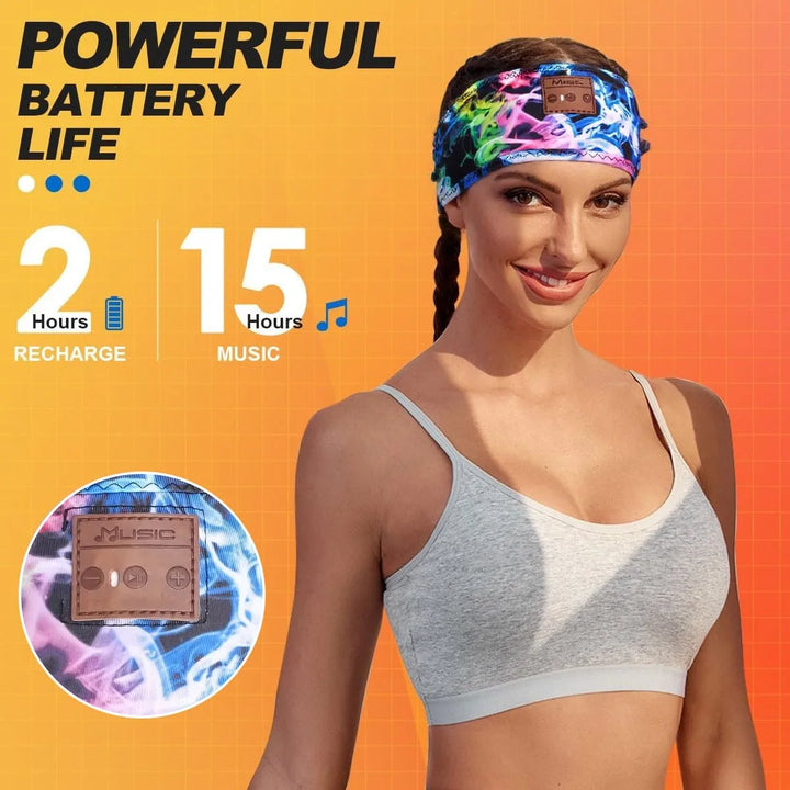 Bluetooth 5.4 Sleep Headphones with Microphone Soft Washable Elastic Breathable Headband Long Battery Life for Travel Sports