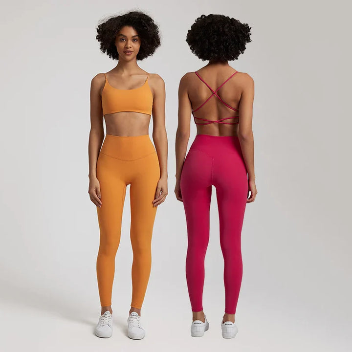 Buttery Soft Gym Set – Leggings & Backless Sports Bra Matching Outfit