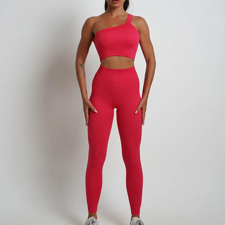 Seamless High-Waist Yoga Set – Workout Leggings & Crop Top for Women