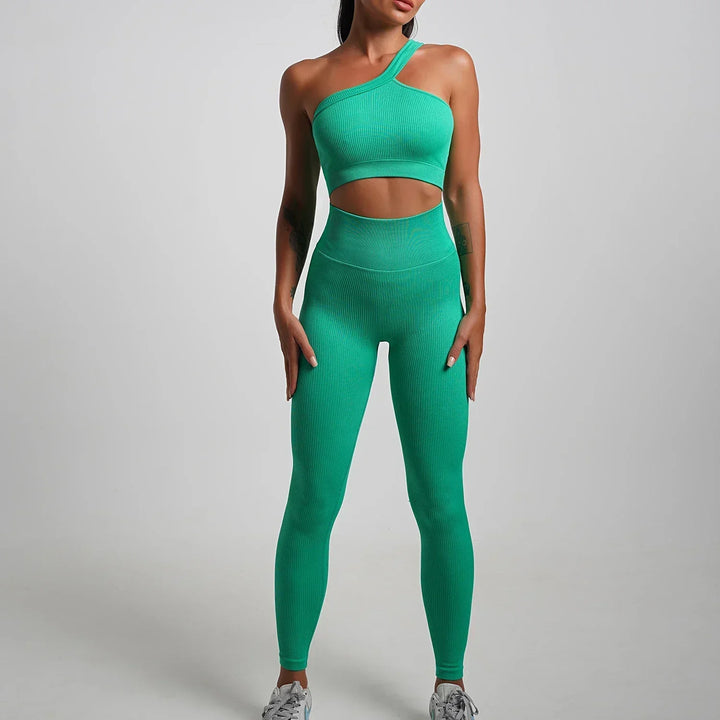 Seamless High-Waist Yoga Set – Workout Leggings & Crop Top for Women