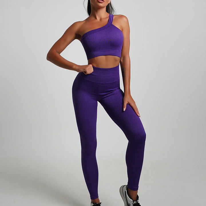 Seamless High-Waist Yoga Set – Workout Leggings & Crop Top for Women