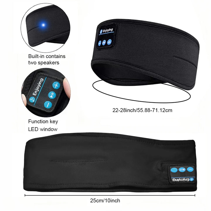 Bluetooth 5.4 Sleep Headphones with Microphone Soft Washable Elastic Breathable Headband Long Battery Life for Travel Sports