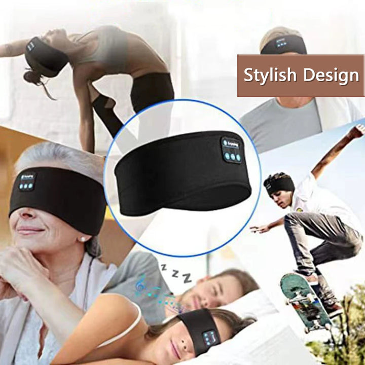 Bluetooth 5.4 Sleep Headphones with Microphone Soft Washable Elastic Breathable Headband Long Battery Life for Travel Sports