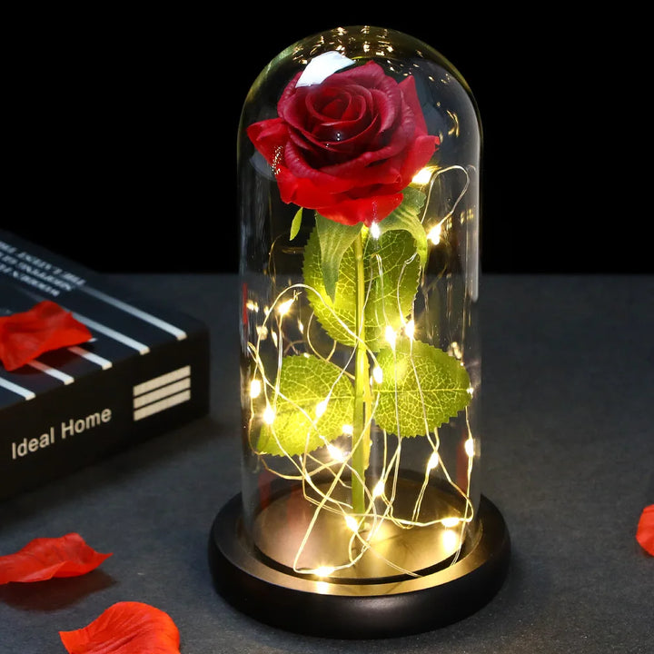 Galaxy Rose with Fairy Lights in Dome – Perfect Gift