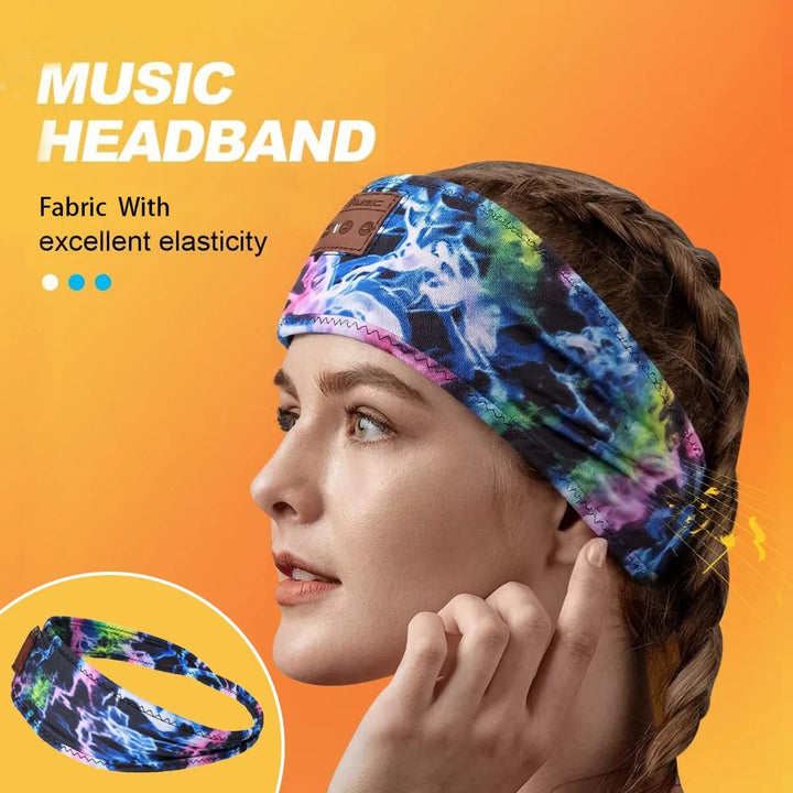 Bluetooth 5.4 Sleep Headphones with Microphone Soft Washable Elastic Breathable Headband Long Battery Life for Travel Sports