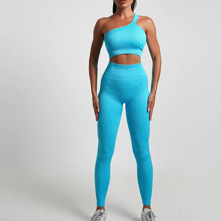 Seamless High-Waist Yoga Set – Workout Leggings & Crop Top for Women