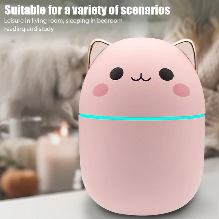 Mini Cat Humidifier – Aroma Diffuser & LED Night Light