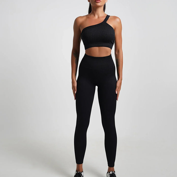 Seamless High-Waist Yoga Set – Workout Leggings & Crop Top for Women