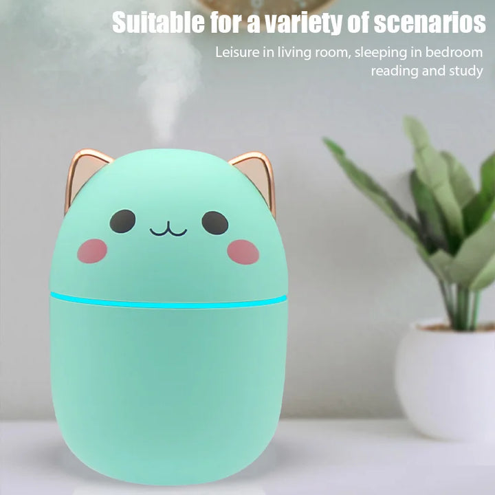 Mini Cat Humidifier – Aroma Diffuser & LED Night Light