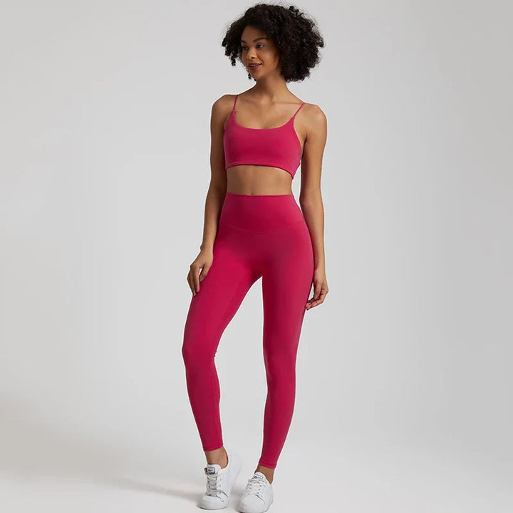 Buttery Soft Gym Set – Leggings & Backless Sports Bra Matching Outfit