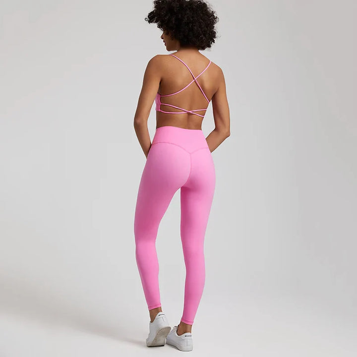 Buttery Soft Gym Set – Leggings & Backless Sports Bra Matching Outfit