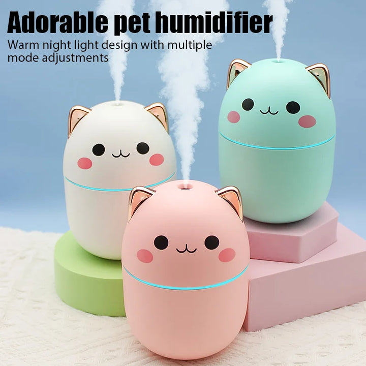 Mini Cat Humidifier – Aroma Diffuser & LED Night Light