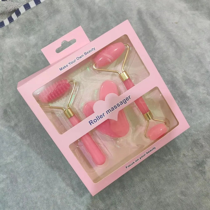 3pcs Resin Roller & Gua Sha Set - Facial & Body Massage for Beauty & Health