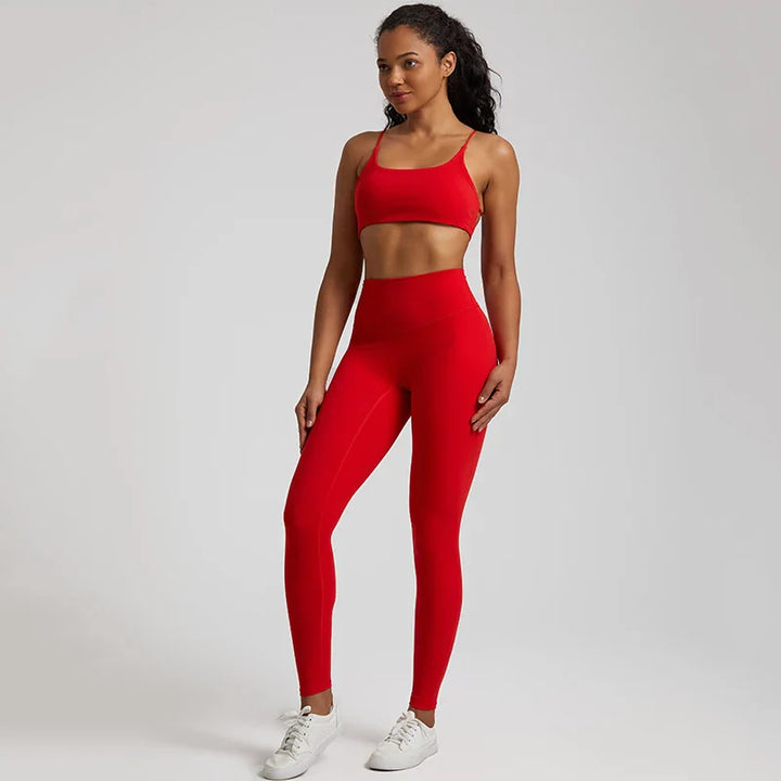 Buttery Soft Gym Set – Leggings & Backless Sports Bra Matching Outfit