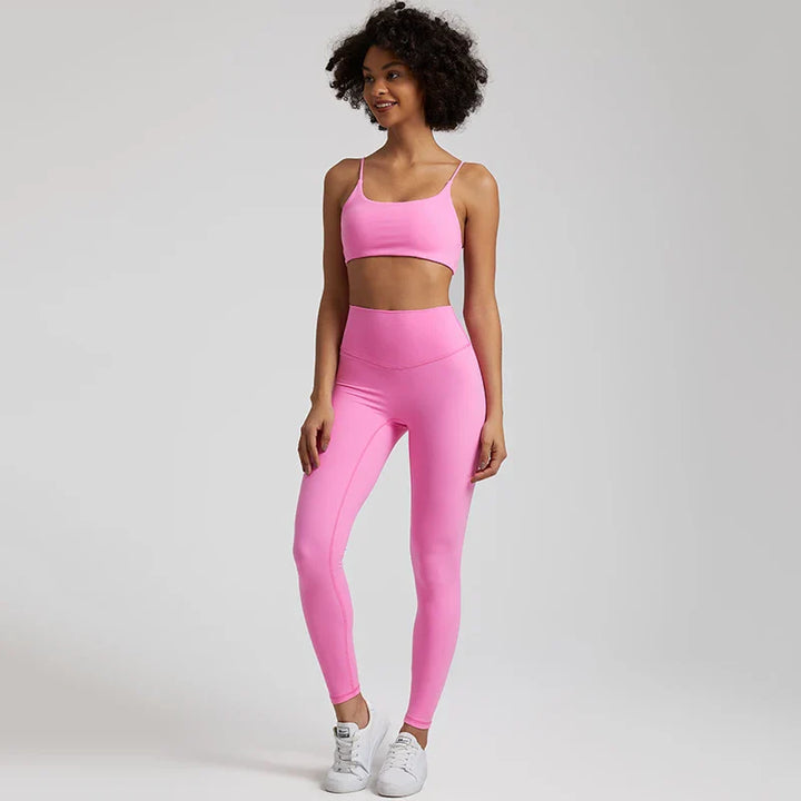 Buttery Soft Gym Set – Leggings & Backless Sports Bra Matching Outfit