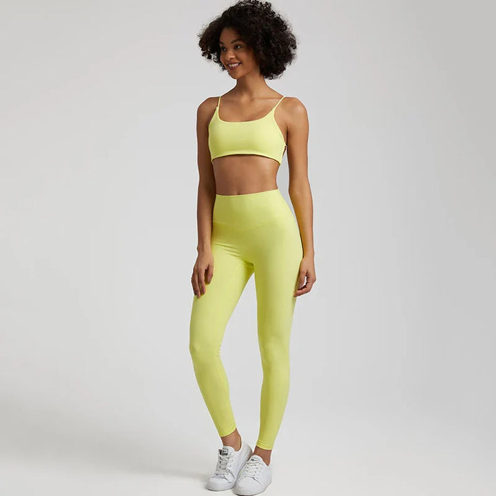 Buttery Soft Gym Set – Leggings & Backless Sports Bra Matching Outfit